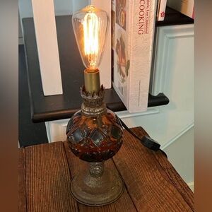 Vintage Amber Small Table Lamp